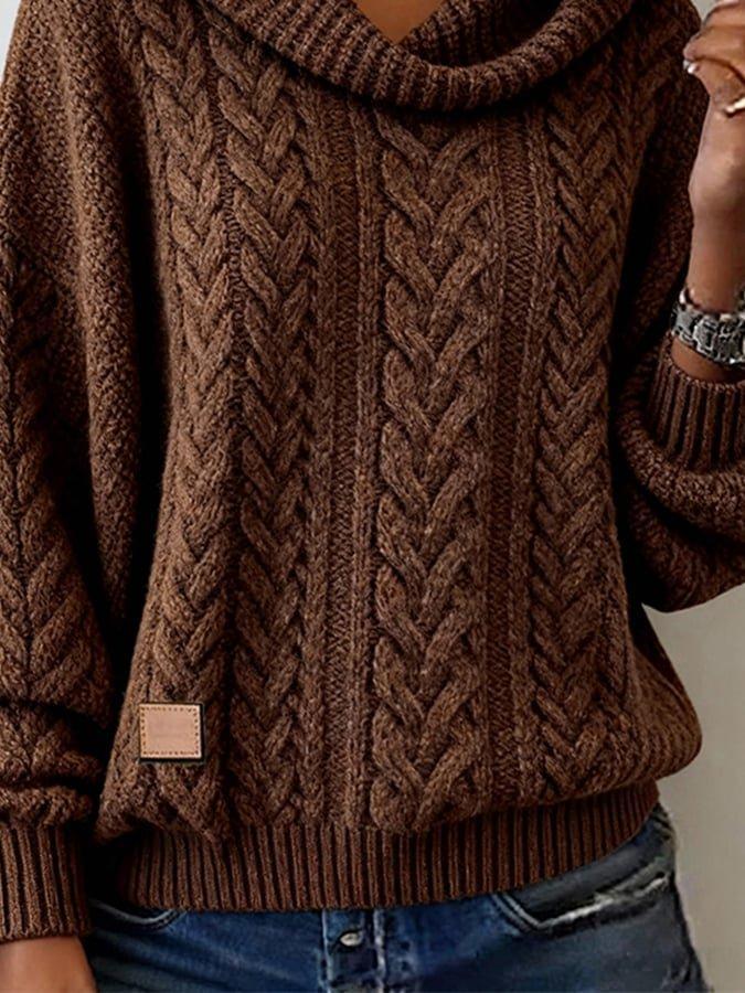Leslie | Brown Oversized Knitted Blouse (Plain Knit)