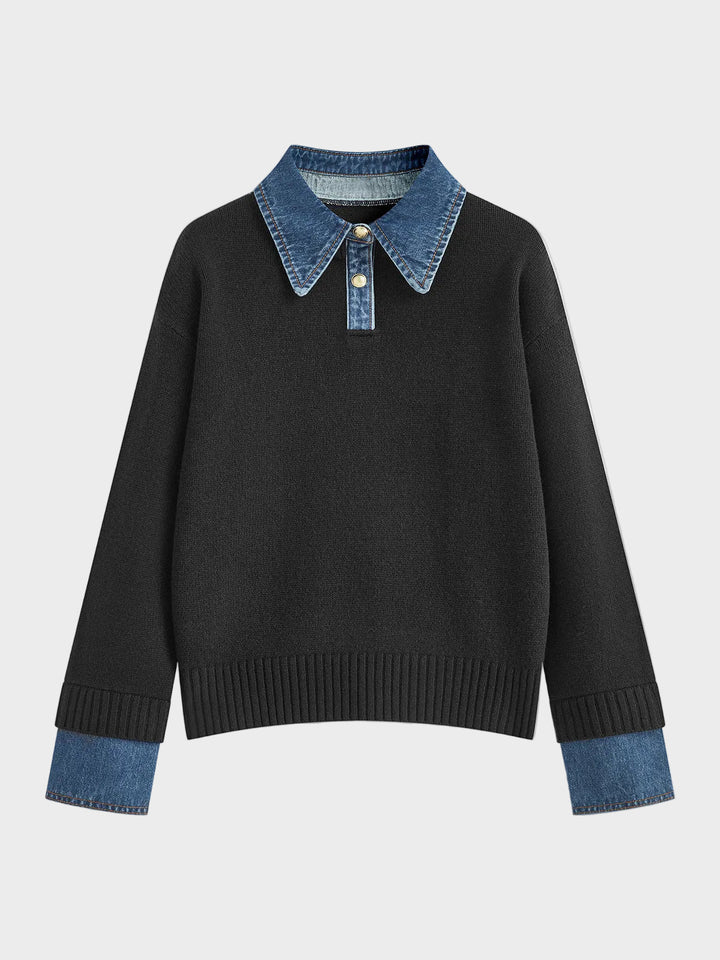 Tiffany | 2 in 1 Panel Lapel Sweater