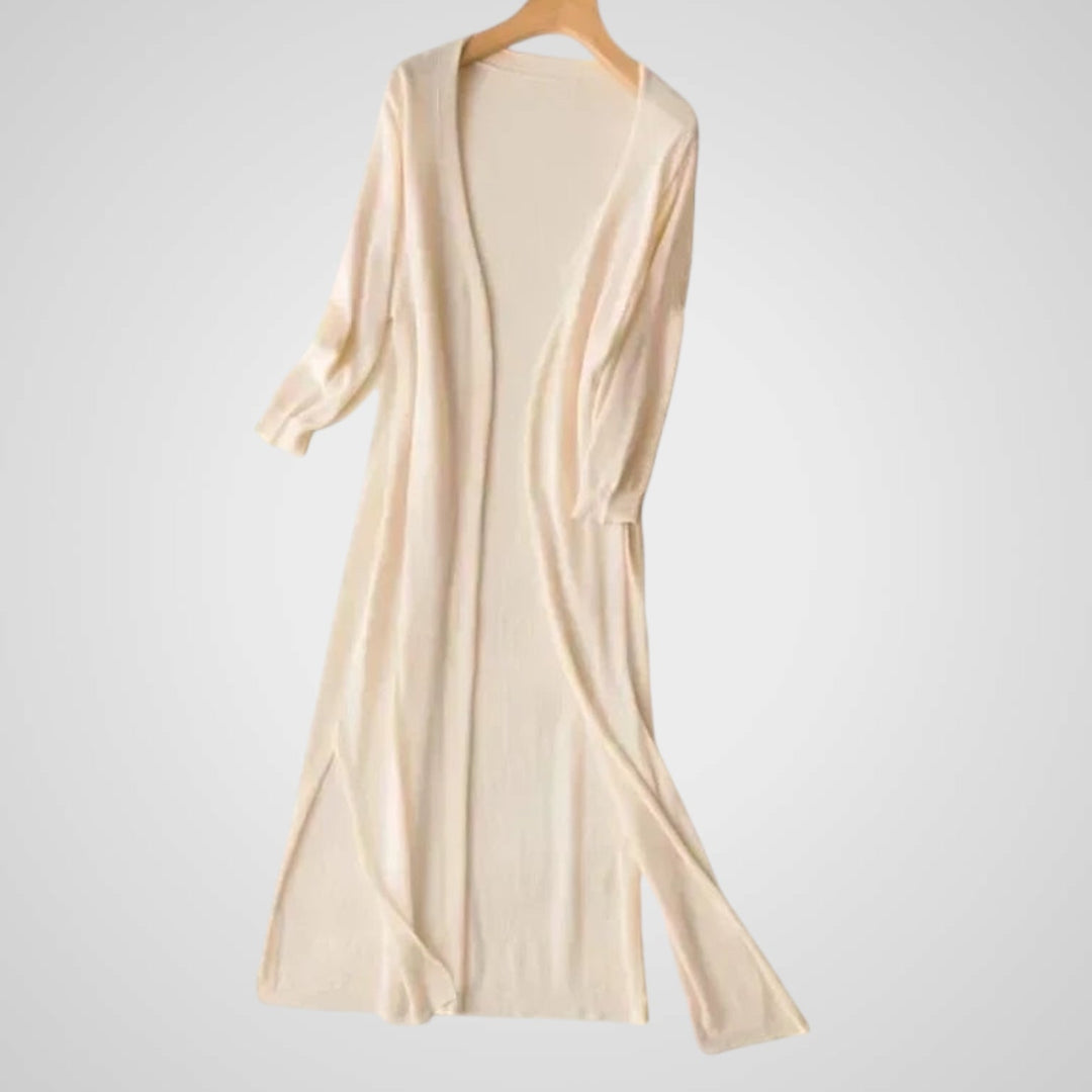 Wendy | Women's Long Cardigan - Lightweight Knit - 3/4 Sleeve - Overlay Required