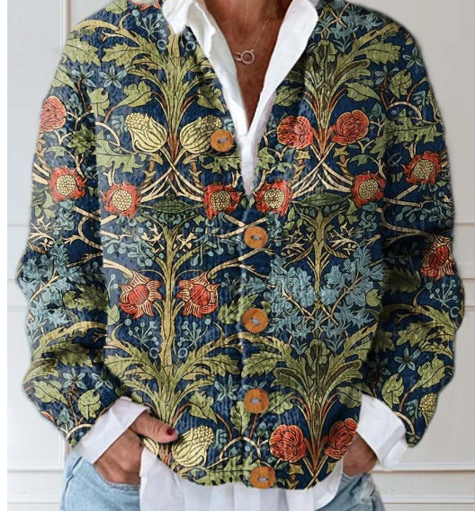 Chloe | Knitted cardigan with vintage floral pattern