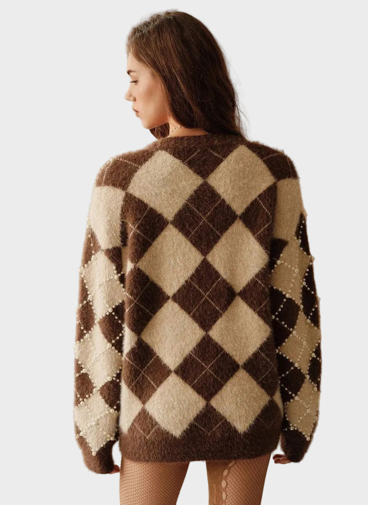 Cleo | Vintage Pearl Touch Cardigan V-Neck - Linheir