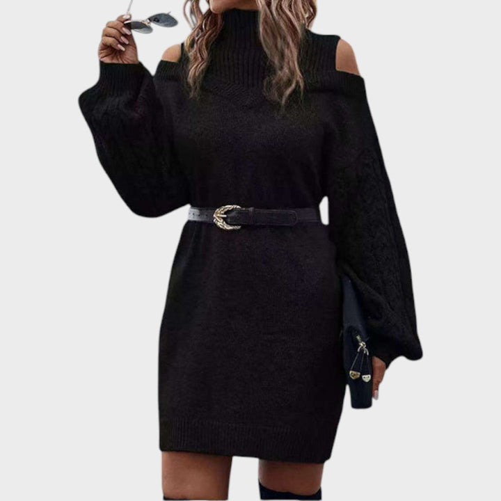 Ninia | Sweater Dress with Fashion and Open Shoulders