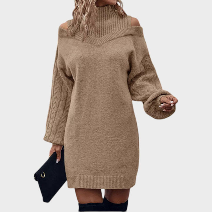 Ninia | Sweater Dress with Fashion and Open Shoulders