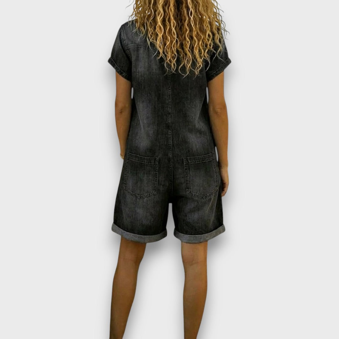 Karen | Vintage short Cotton Denim-Look Overalls