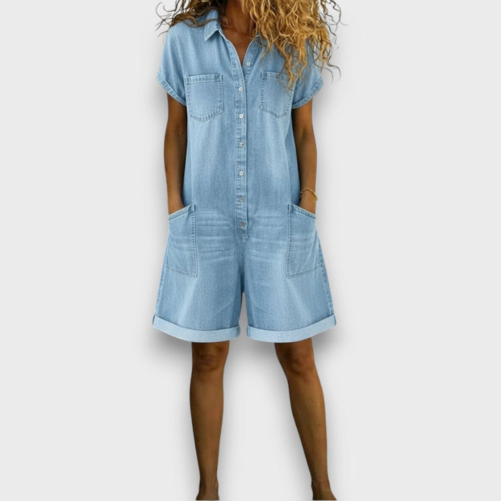 Karen | Vintage short Cotton Denim-Look Overalls